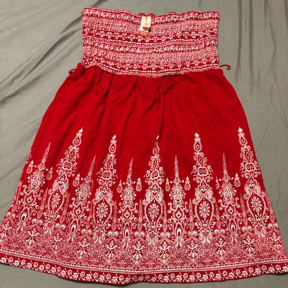 Red Paisley tube top dress/blouse/cover up